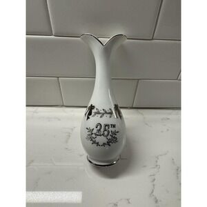 Vintage Lefton 25th Happy Wedding Anniversary‎ Porcelain Vase